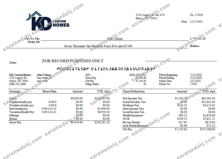 USA building company employee sheet